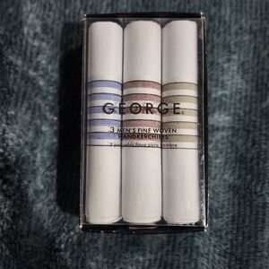 3-pack of George brand fine woven handkerchiefs for men. 